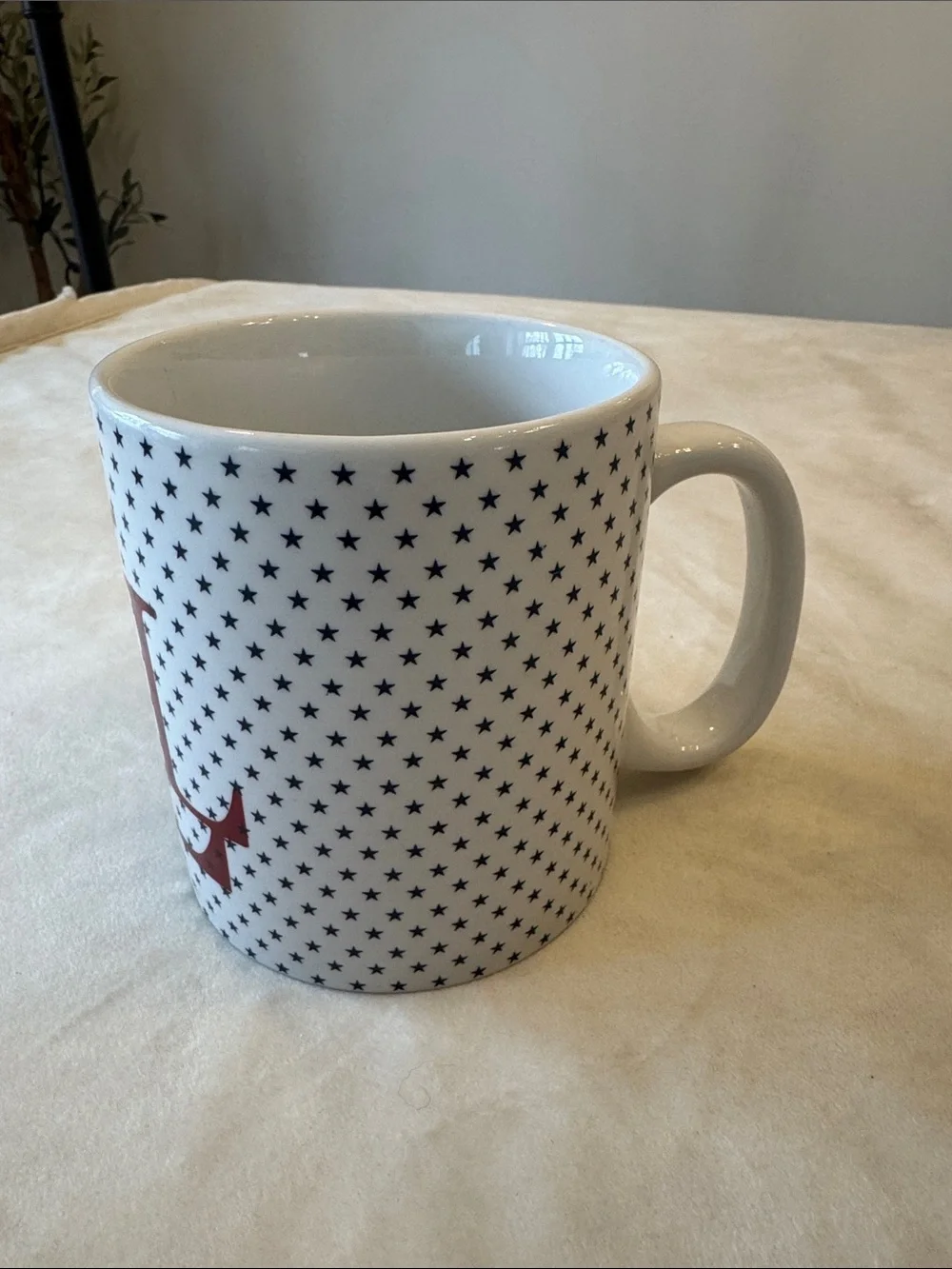 Vintage! Patriotic Ralph Lauren Monogram Mug with Blue Stars and Red Lettering